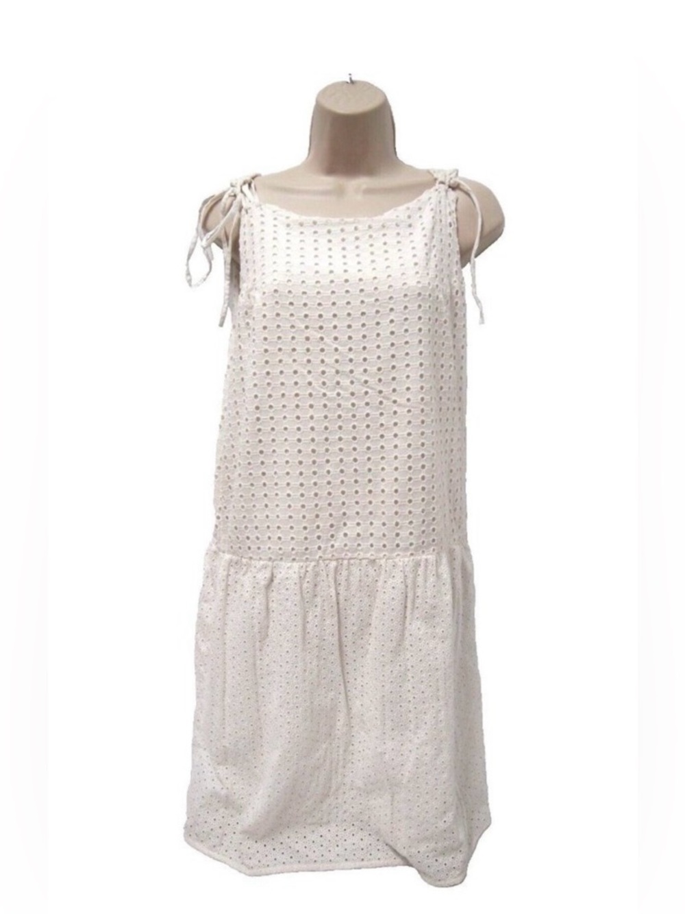 NWT All Saints White Eyelet Drop Waist Dress | Size 4 | Pockets | Lined | * Pics